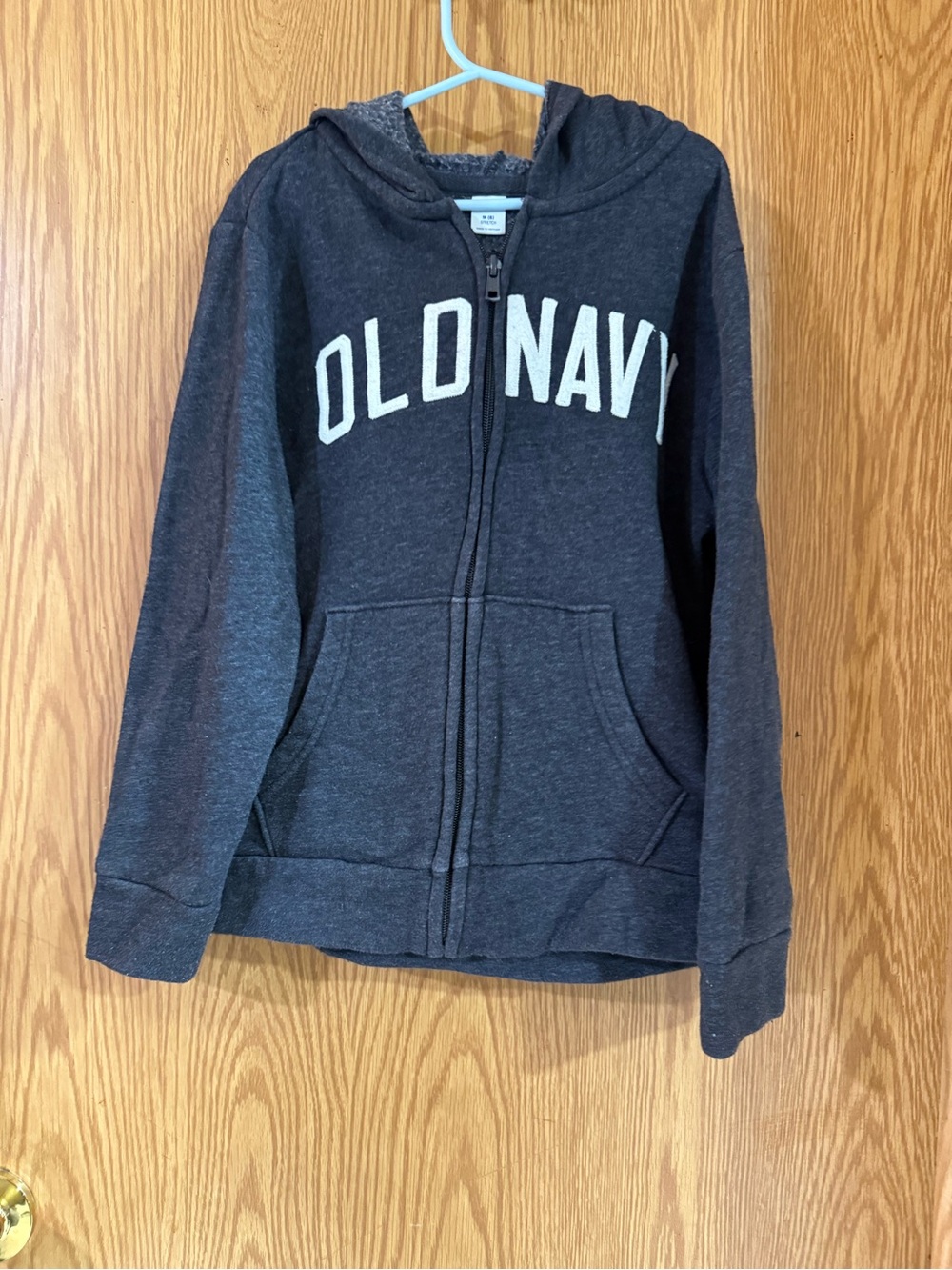Old Navy Kids Dark Charcoal Zip Hoodie with White Logo